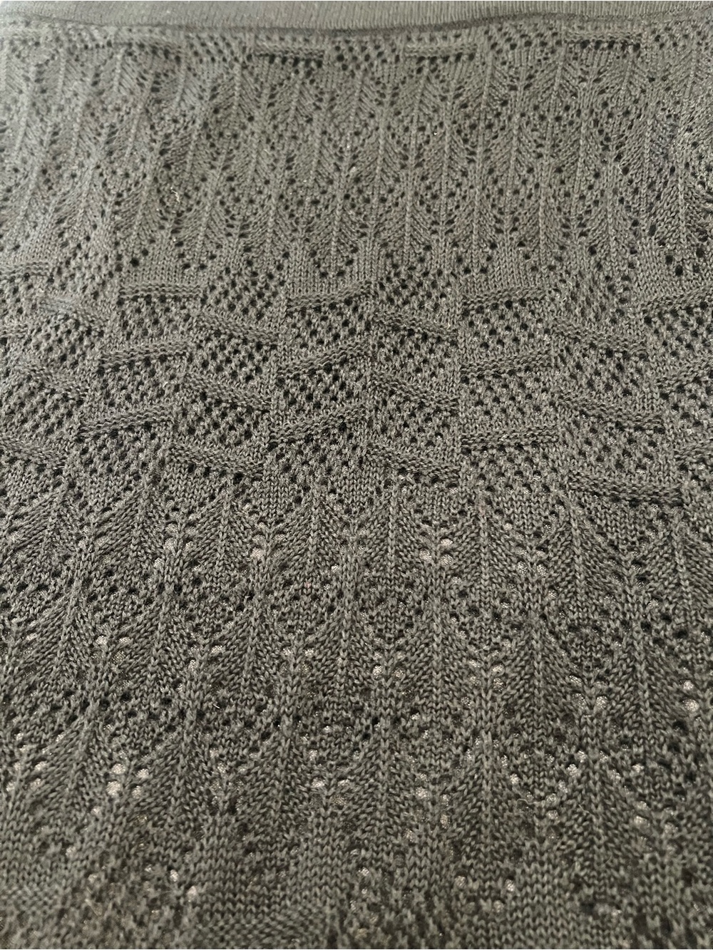 Lapis Black Crochet Midi Skirt with Scalloped Hem - Picture 7 of 8